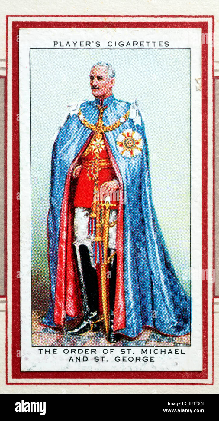 Player`s cigarette card - The Order of St. Michael and St. George. Stock Photo